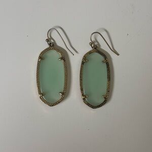 Kendra Scott Gold Drop Earrings with translucent green
